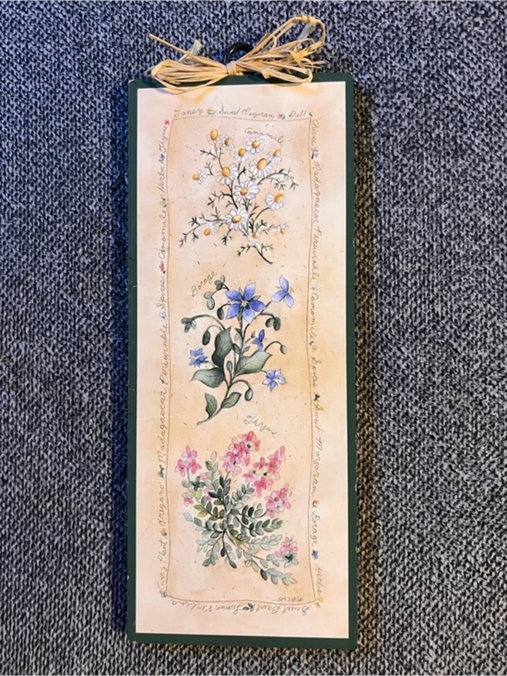 Vintage 90’s Floral Botanical Wall Panel in Green Frame